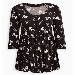 Betsey Johnson Babydoll Skull Top